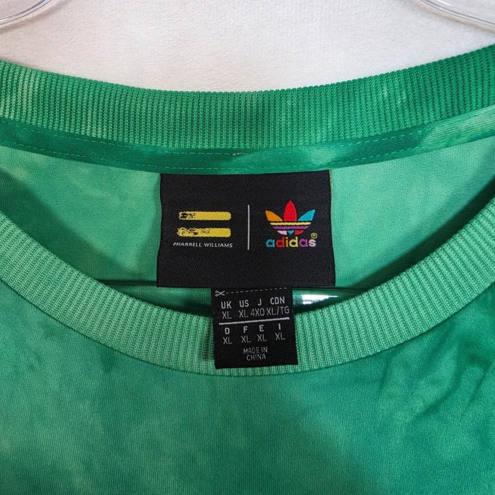 Adidas X Pharrell Williams Hu Holi T Shirt Men's XL Green Tie Dye Trefoil 2018